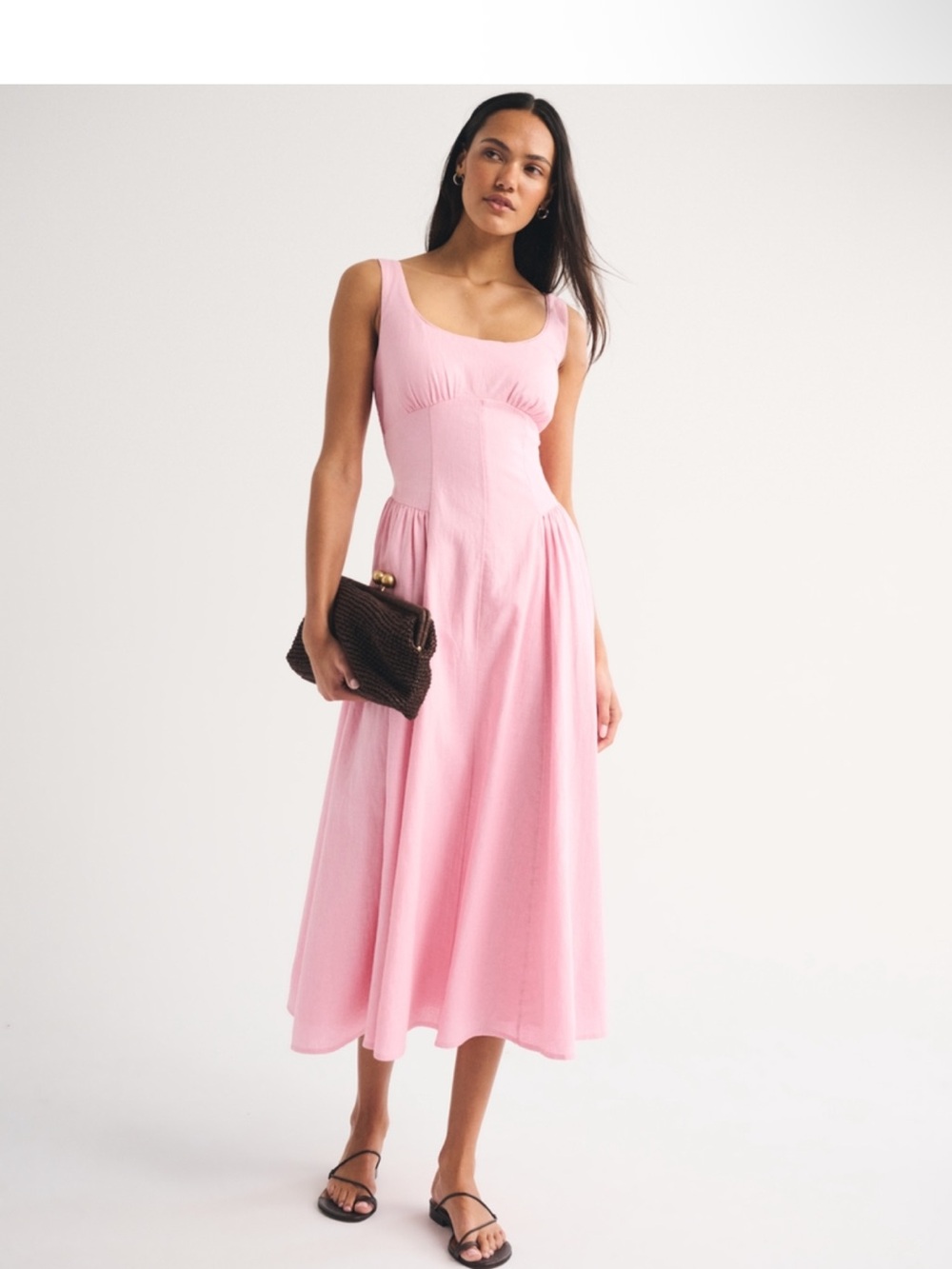 Linen Blend A&F Bra-Free Dylan Midi Dress